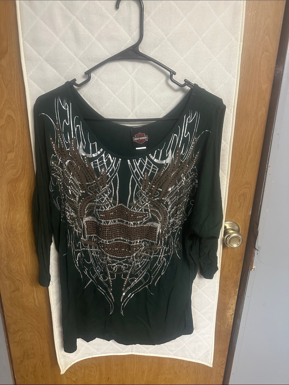 Harley-Davidson Women’s Black Embellished Scoop Neck Top